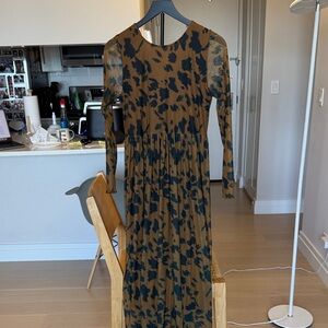 Chic Long Sleeve Brown and Black Dress